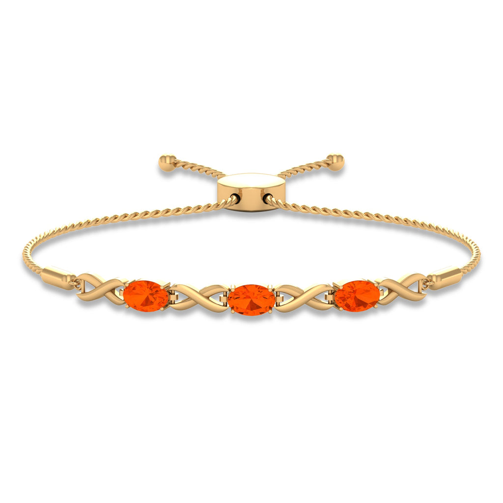 Natural 1.95 Carat Oval Fire Opal Infinity Bolo Bracelet for Women