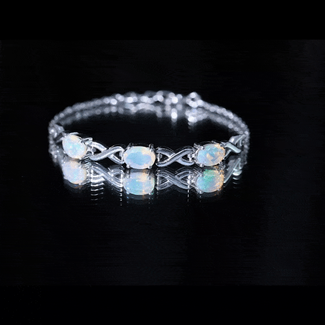 Infinity 3 Stone Chain Bracelet with Natural Ethiopian Opal