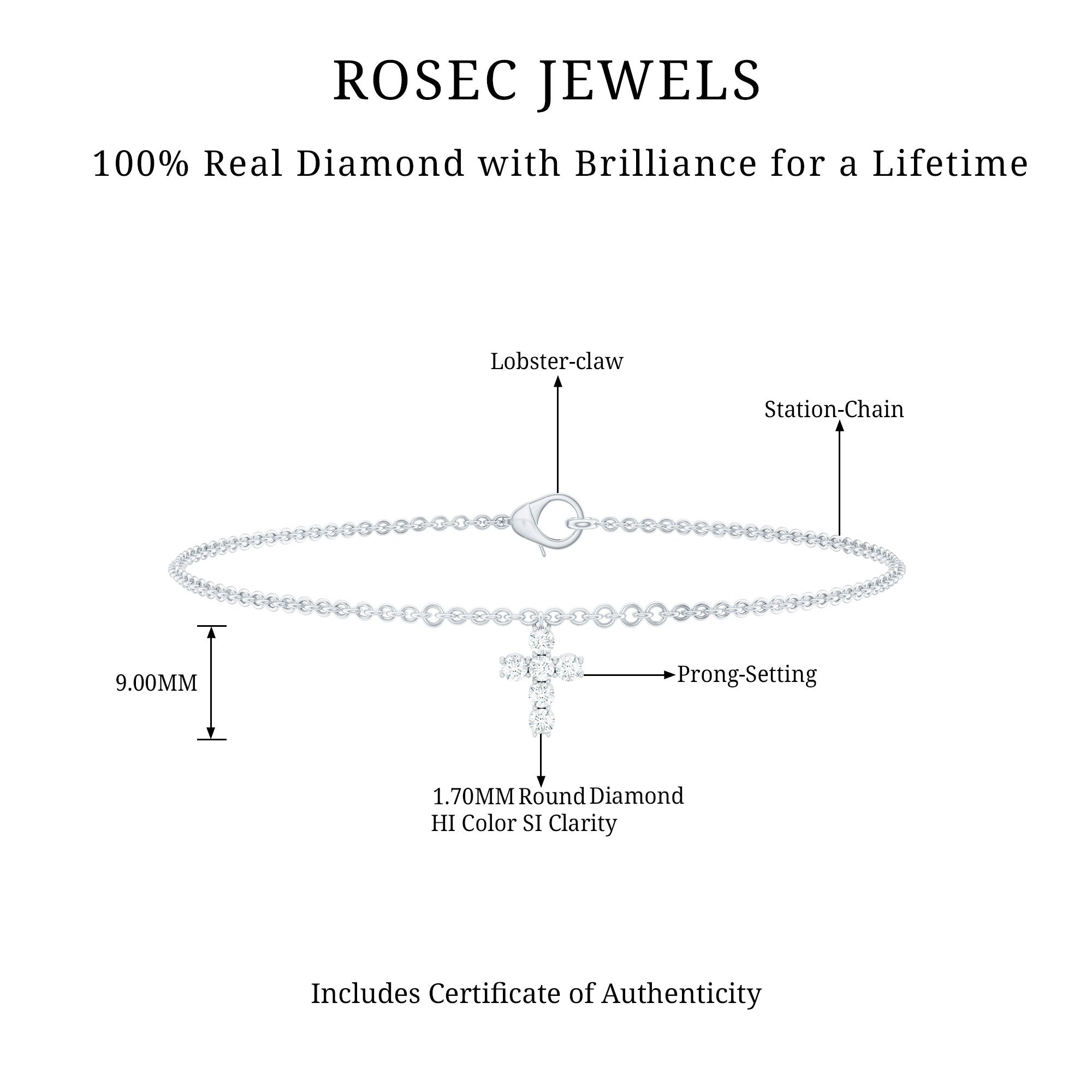 Certified Diamond Cross Chain Bracelet