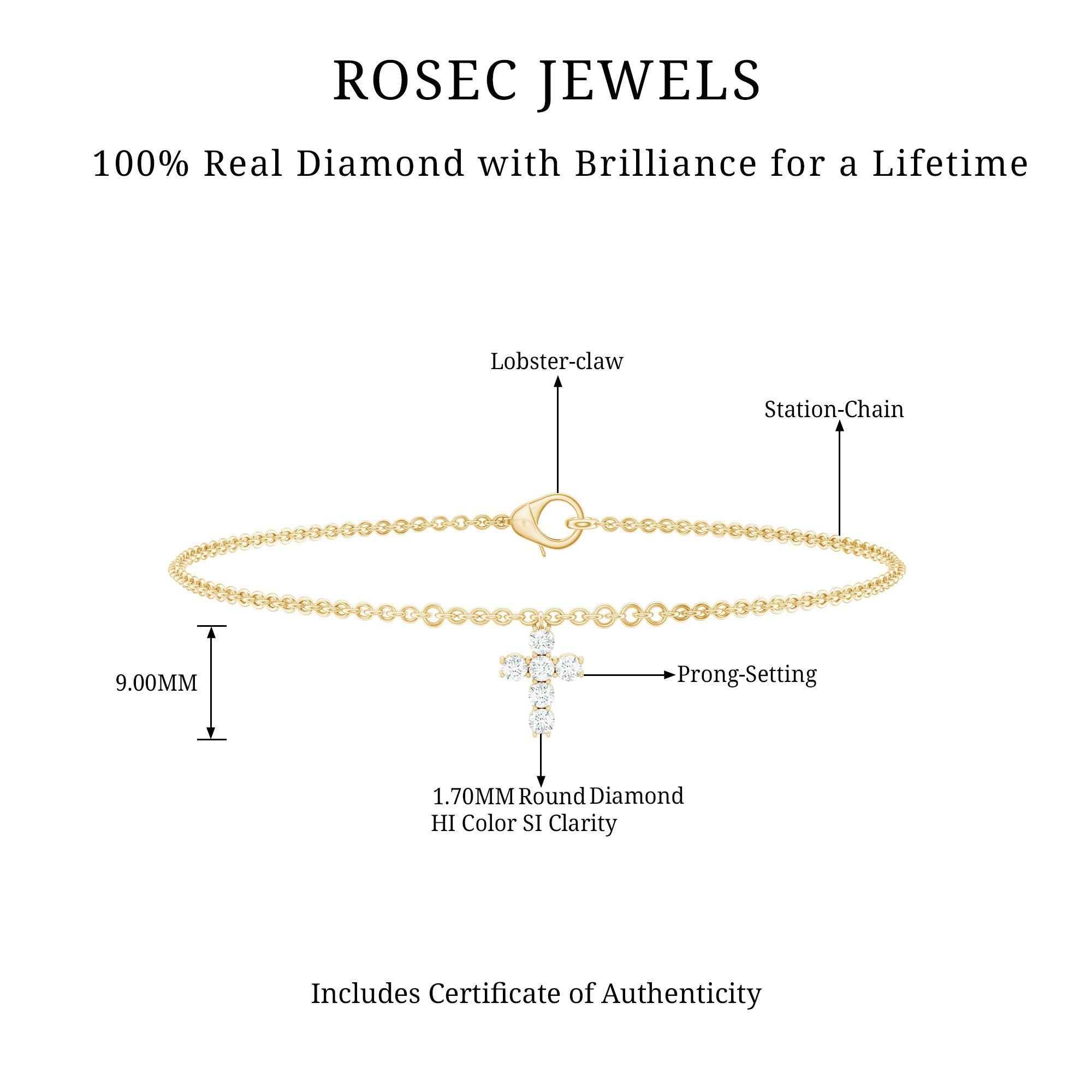 Certified Diamond Cross Chain Bracelet