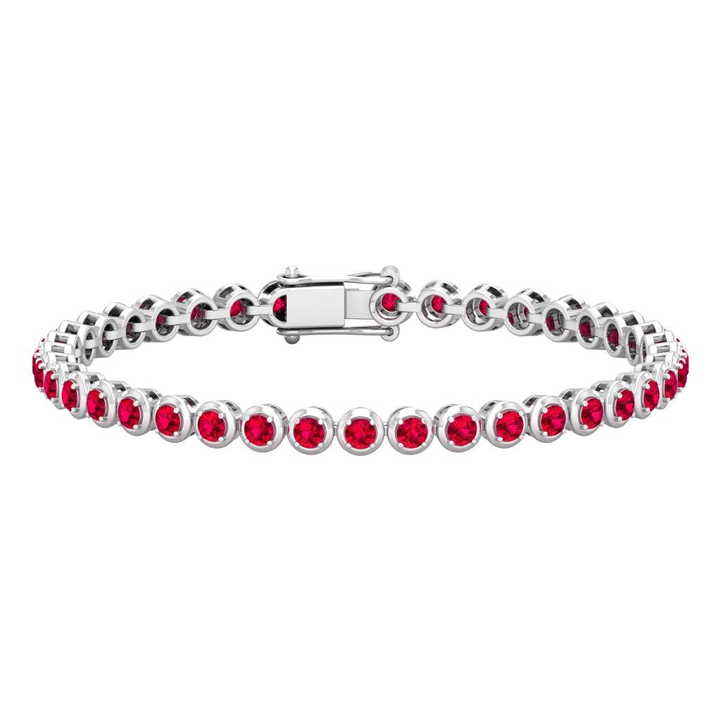 5.51 Carat Lab Grown Ruby Tennis Bracelet for Women