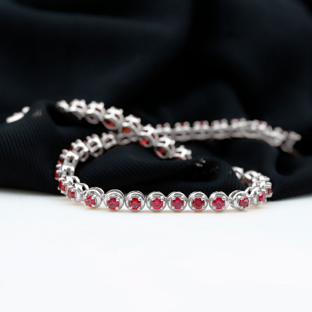 5.51 Carat Lab Grown Ruby Tennis Bracelet for Women
