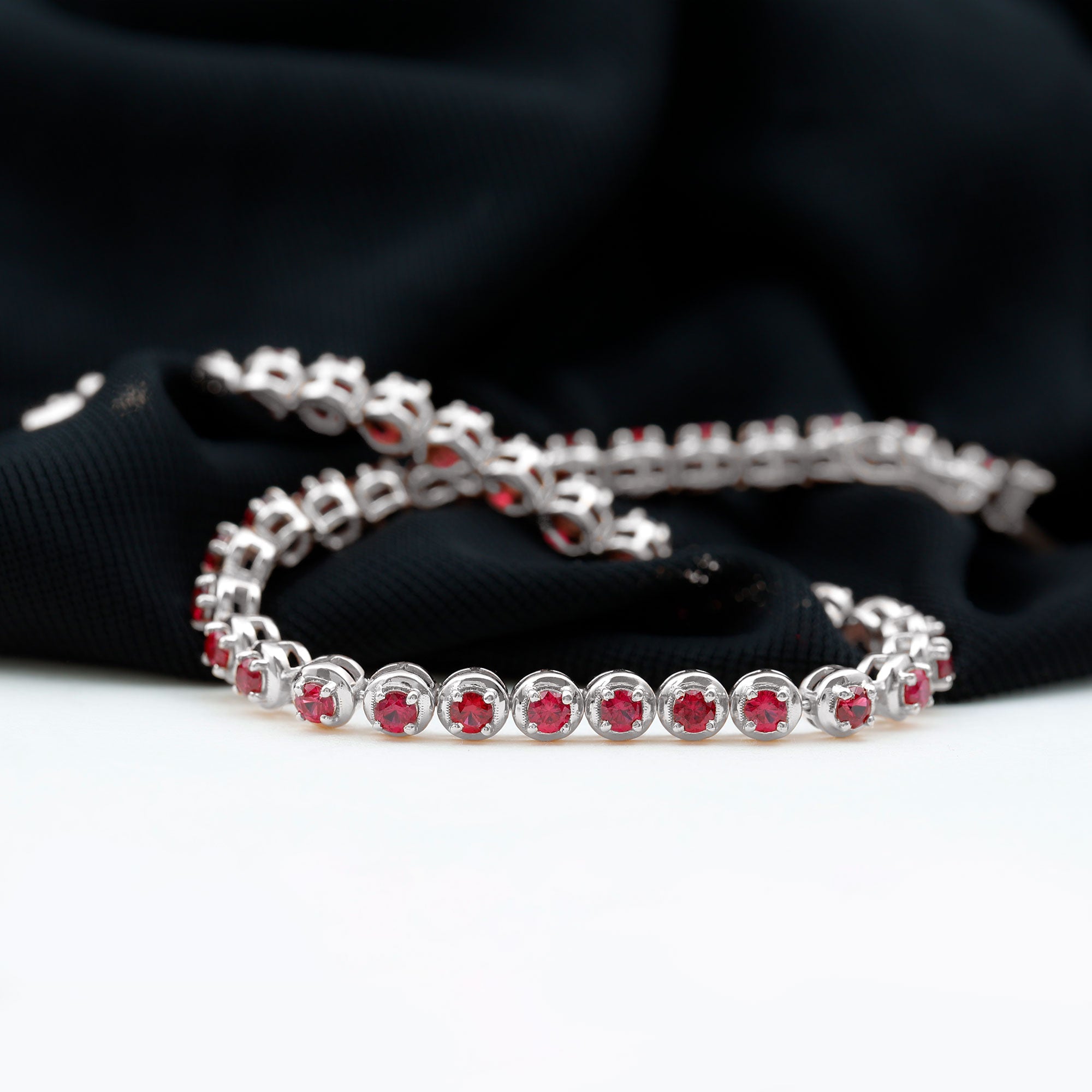 5.51 Carat Lab Grown Ruby Tennis Bracelet for Women