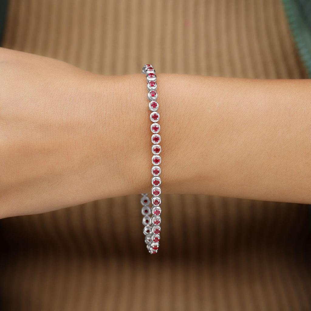 5.51 Carat Lab Grown Ruby Tennis Bracelet for Women