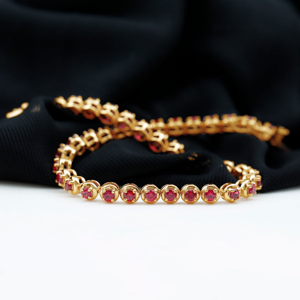 5.51 Carat Lab Grown Ruby Tennis Bracelet for Women