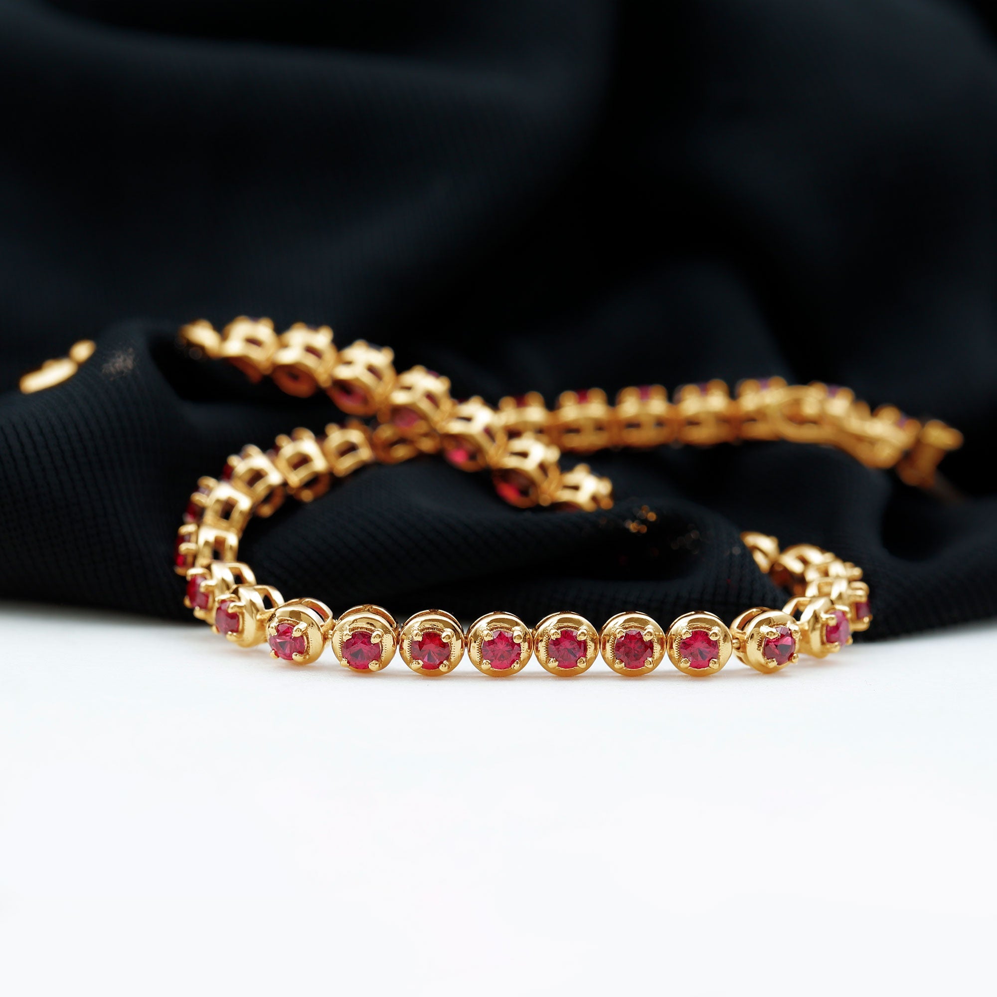 5.51 Carat Lab Grown Ruby Tennis Bracelet for Women