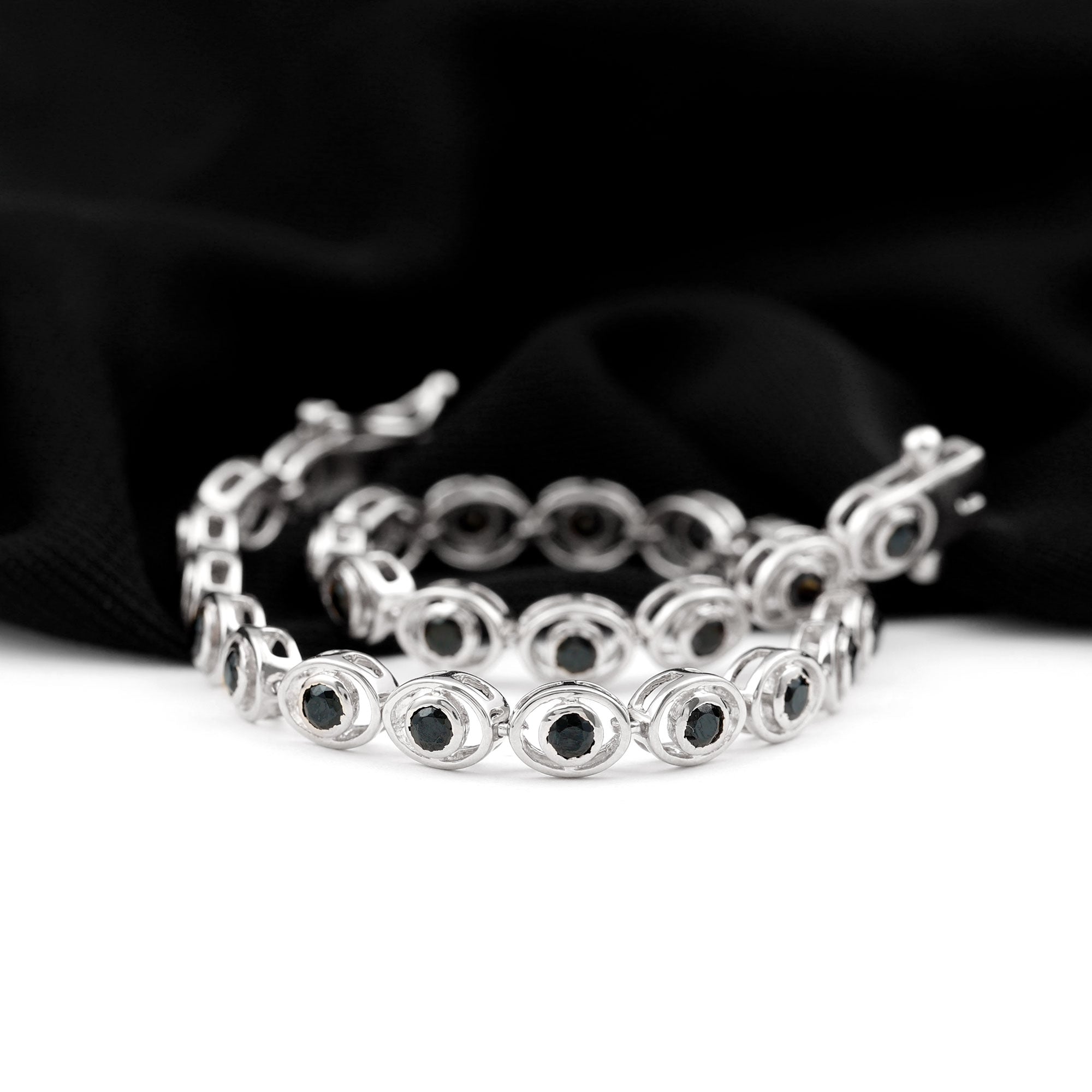 2.61 Carat Black Onyx Tennis Bracelet with Certificate