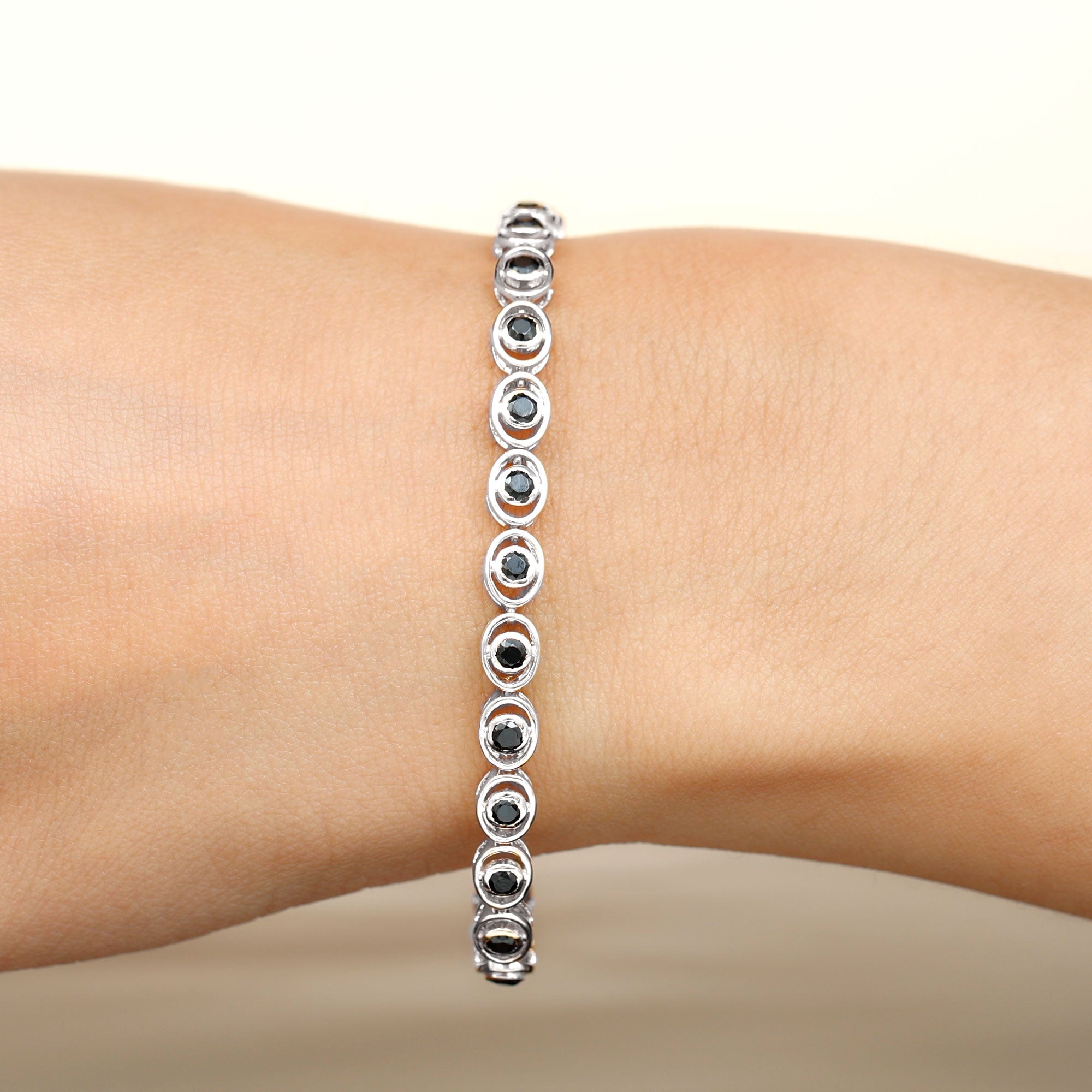 2.61 Carat Black Onyx Tennis Bracelet with Certificate