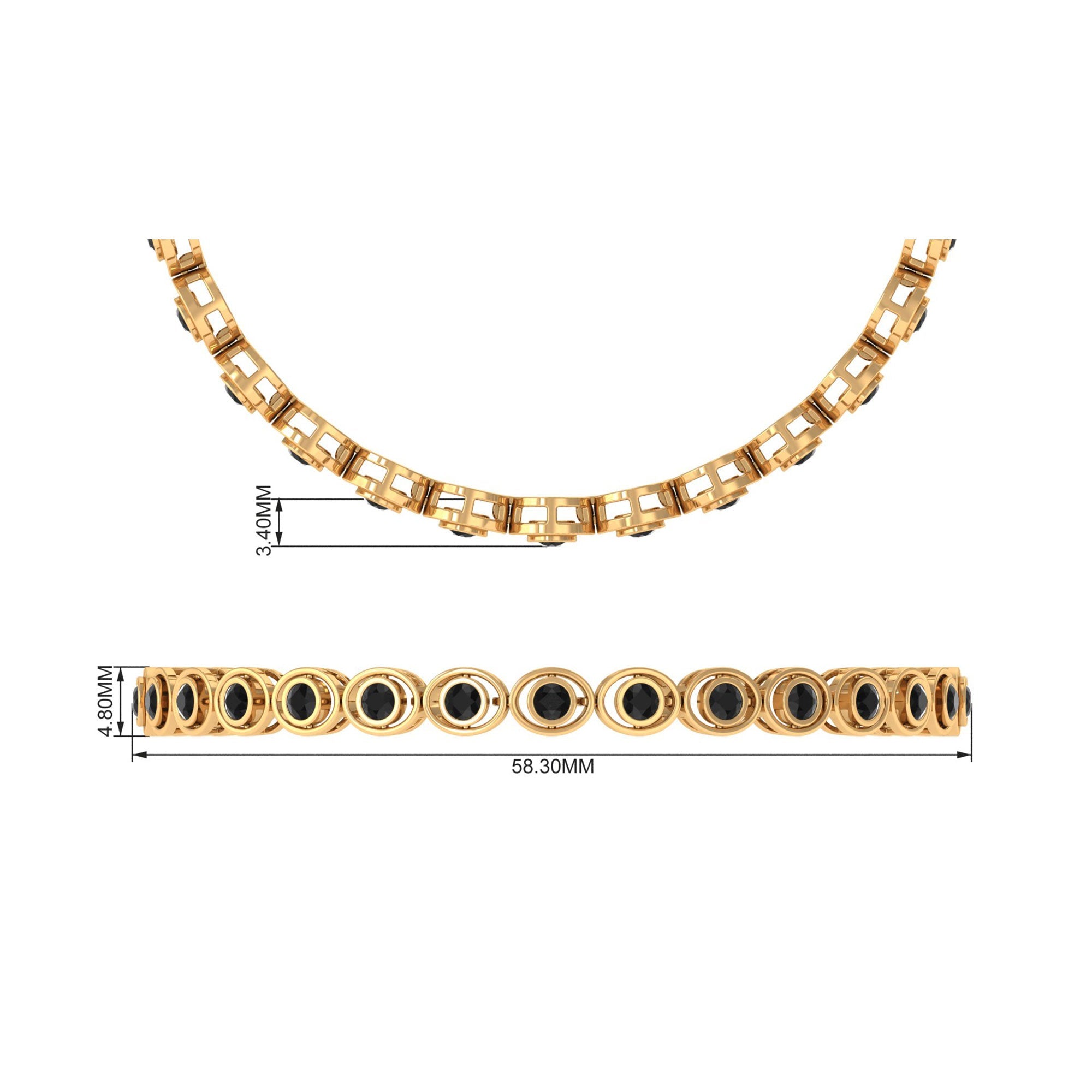 2.61 Carat Black Onyx Tennis Bracelet with Certificate