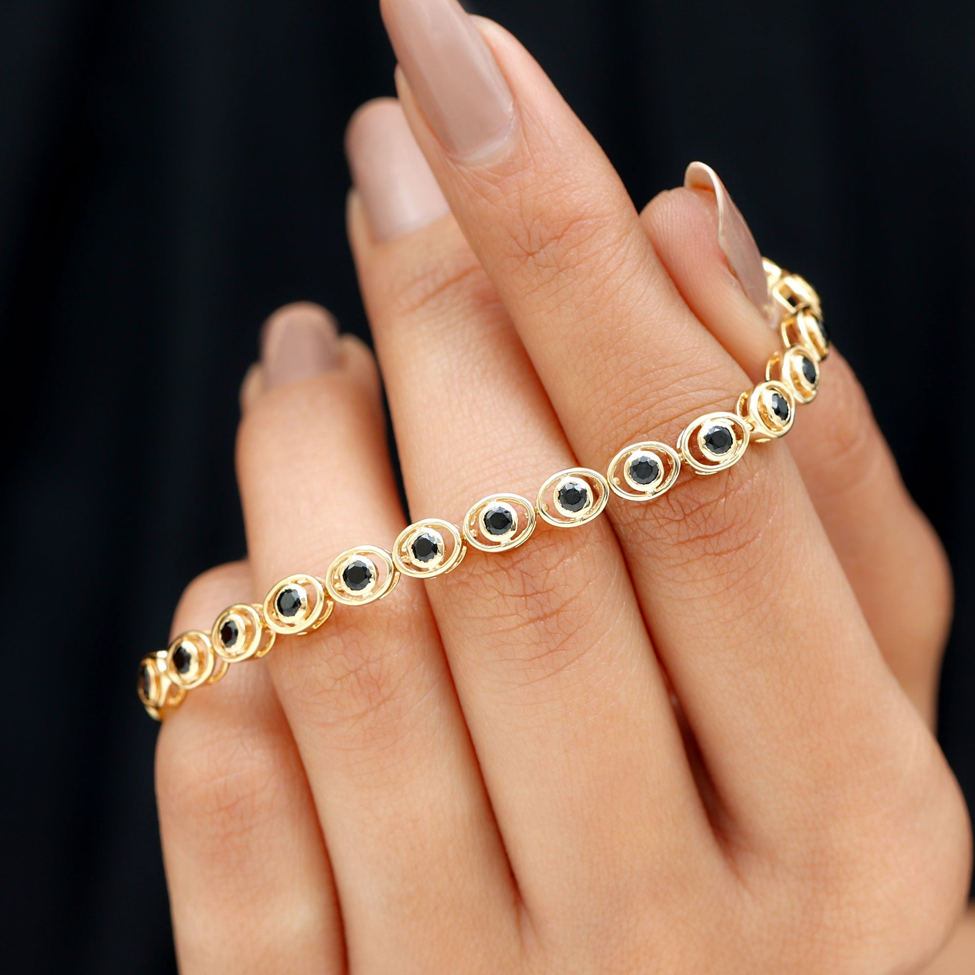 2.61 Carat Black Onyx Tennis Bracelet with Certificate