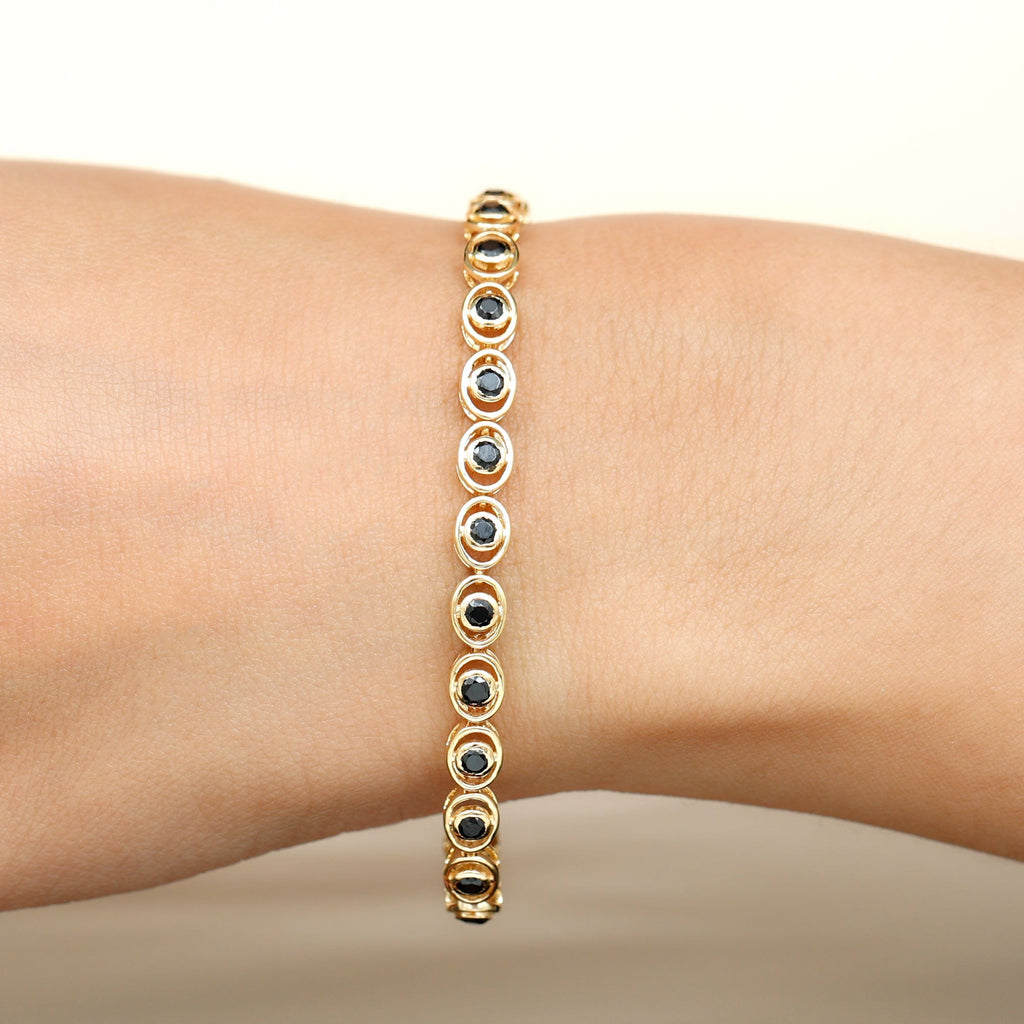 2.61 Carat Black Onyx Tennis Bracelet with Certificate