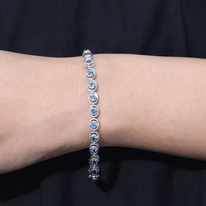 Bezel Set London Blue Topaz Tennis Bracelet for Women