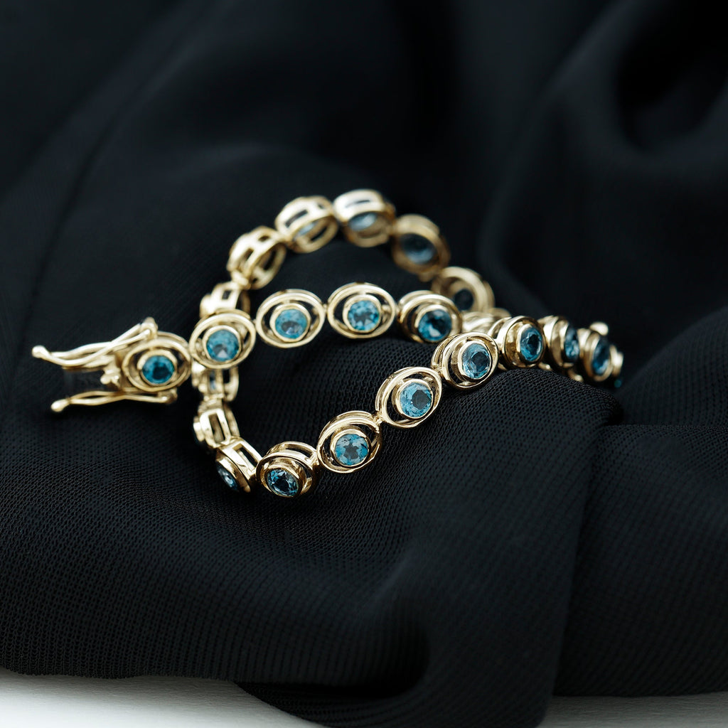 Bezel Set London Blue Topaz Tennis Bracelet for Women