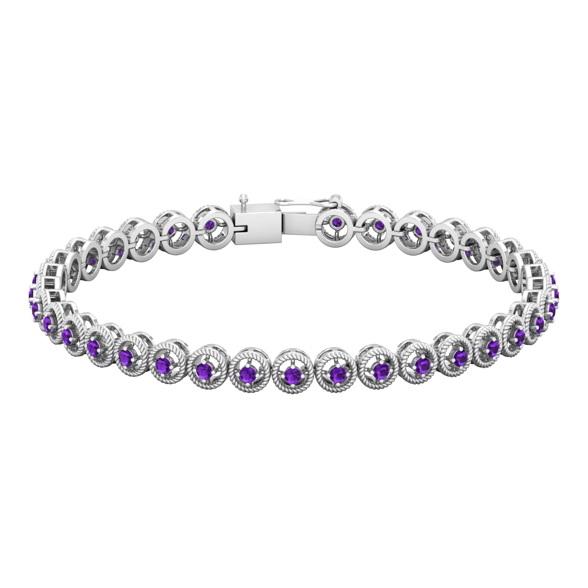 Natural 3.4 Carat Amethyst Tennis Bracelet for Women