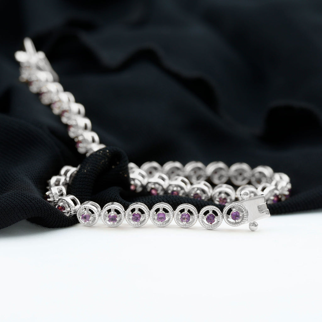 Natural 3.4 Carat Amethyst Tennis Bracelet for Women