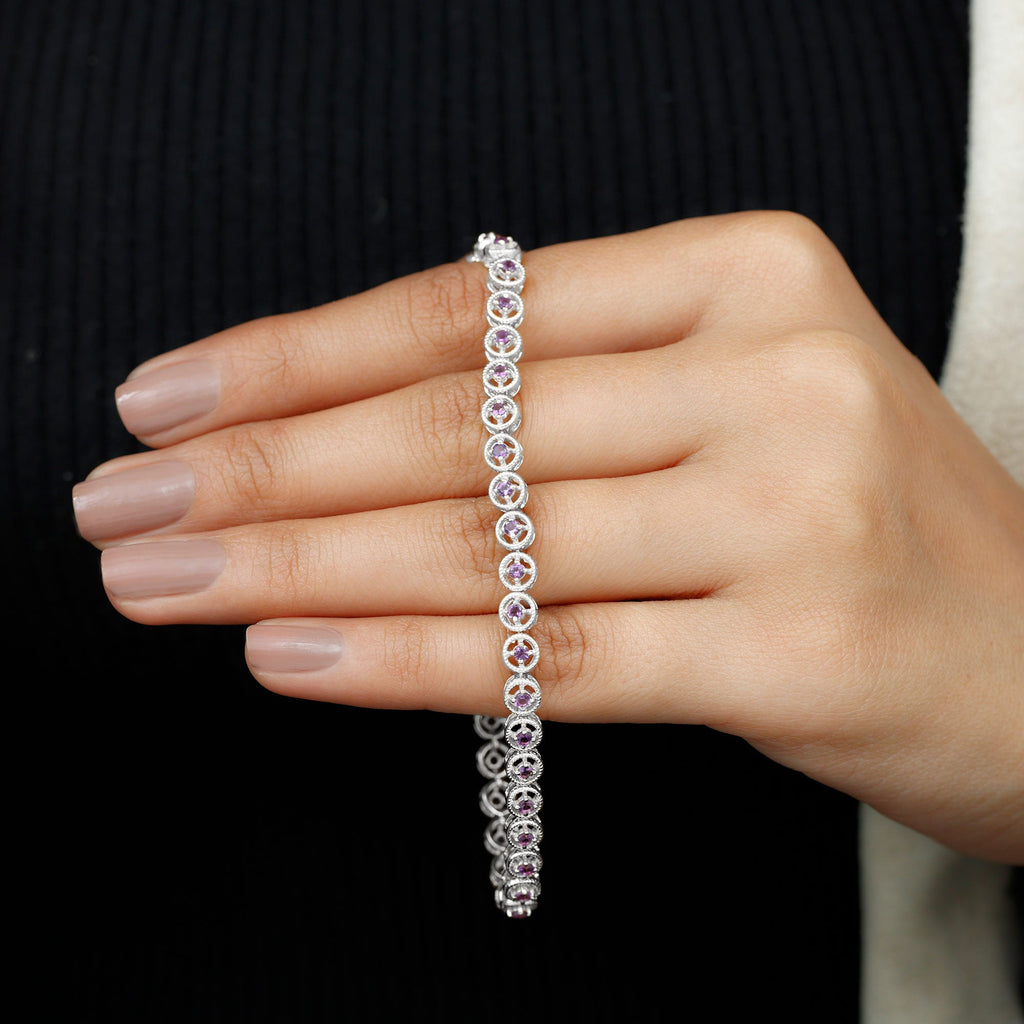 Natural 3.4 Carat Amethyst Tennis Bracelet for Women