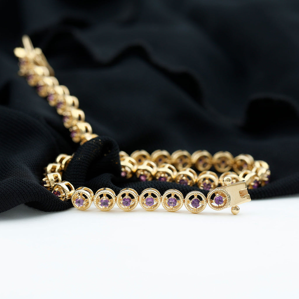 Natural 3.4 Carat Amethyst Tennis Bracelet for Women