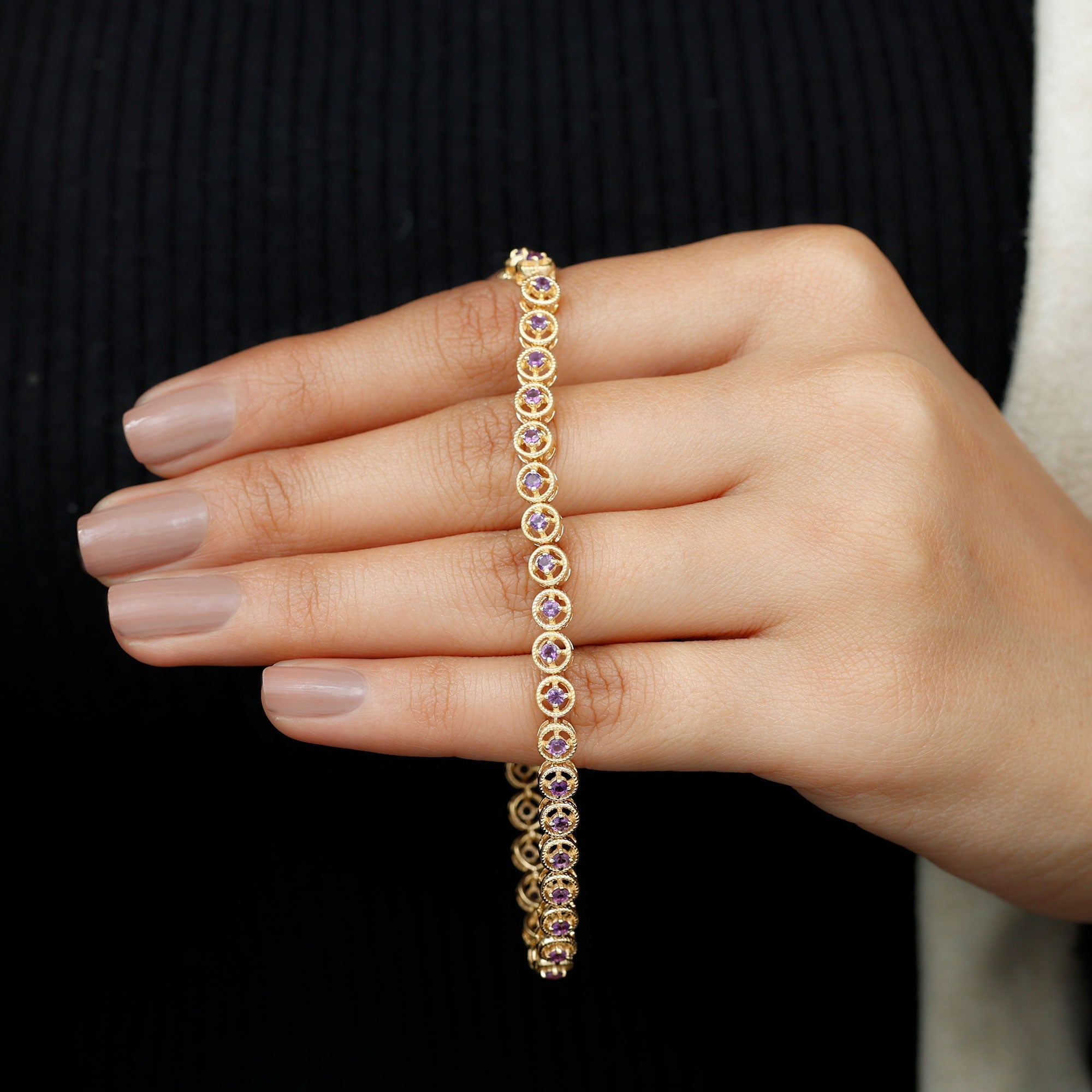Natural 3.4 Carat Amethyst Tennis Bracelet for Women