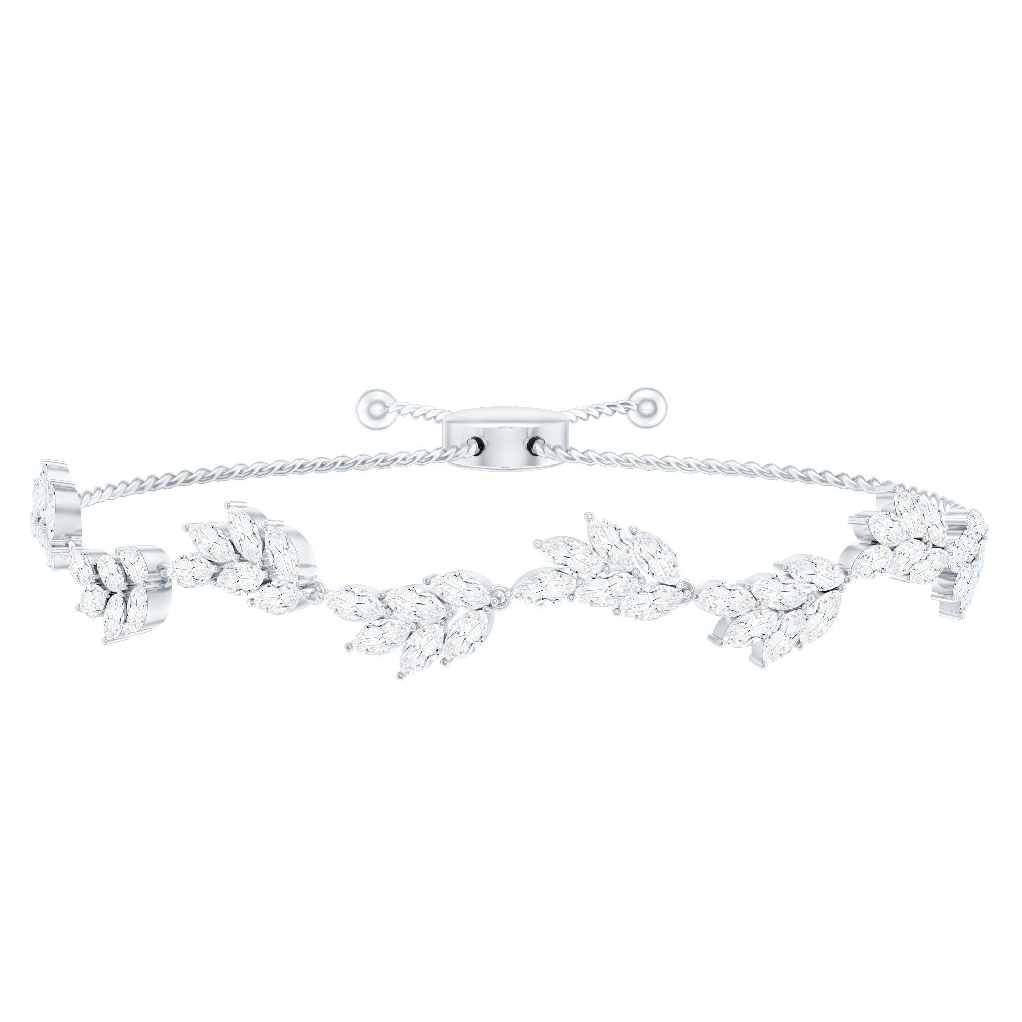 Leaf Bolo Bracelet with Marquise Cut Moissanite