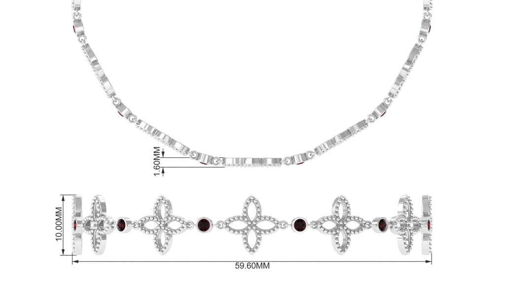 Garnet Floral Bolo Bracelet with Beaded Details