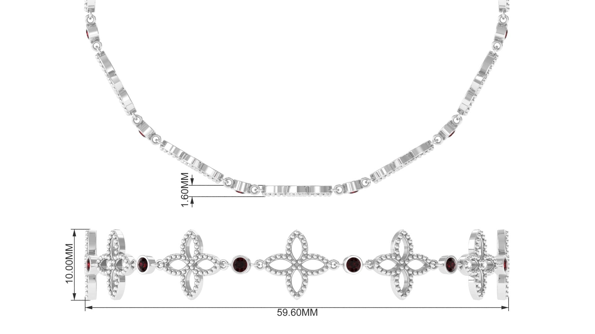 Garnet Floral Bolo Bracelet with Beaded Details