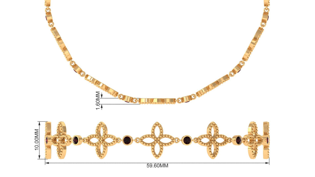 Garnet Floral Bolo Bracelet with Beaded Details