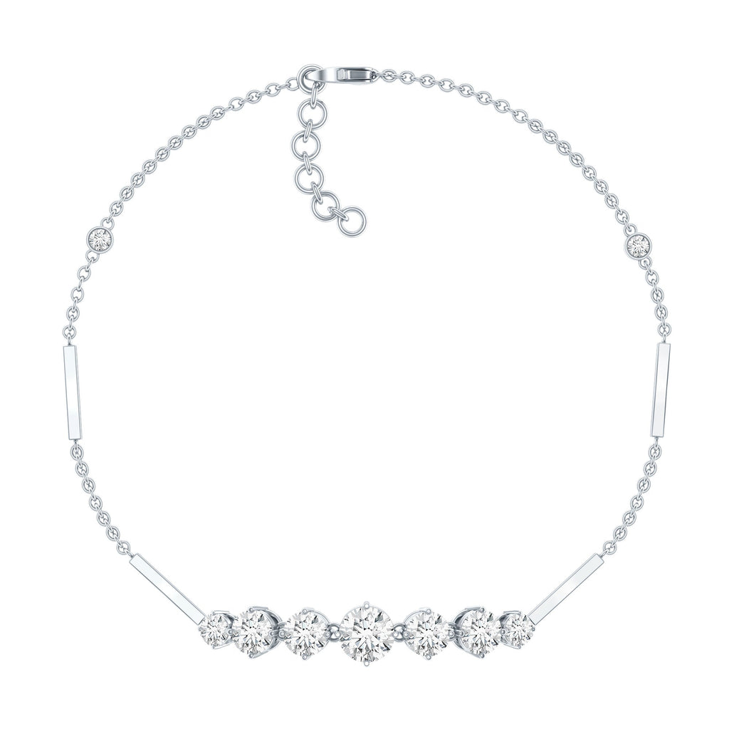 Graduated Style Round Moissanite Link Chain Bracelet for Women