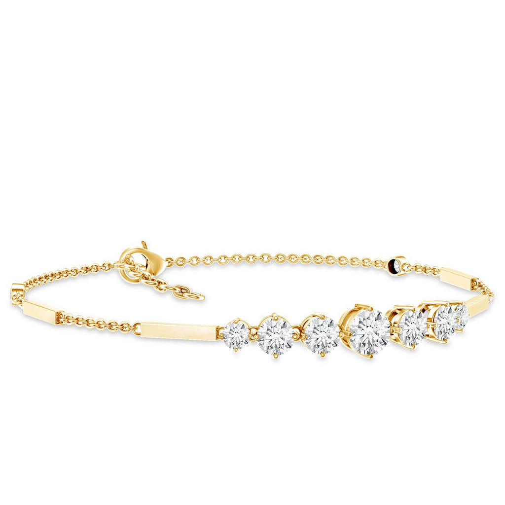 Graduated Style Round Moissanite Link Chain Bracelet for Women
