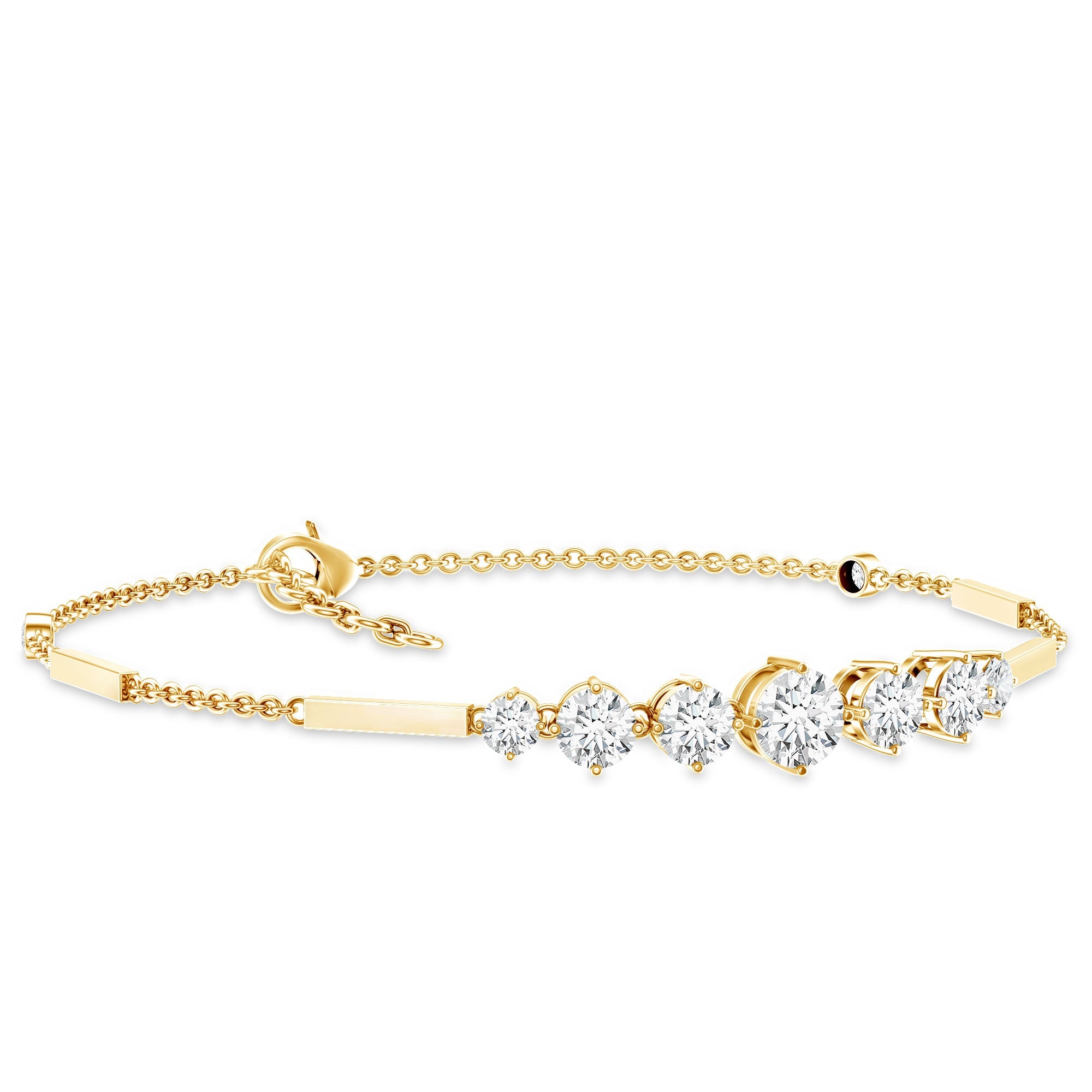 Graduated Style Round Moissanite Link Chain Bracelet for Women