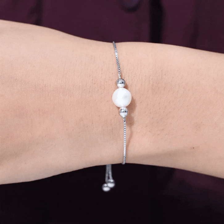 7.50 CT Freshwater Pearl Solitaire Bolo Bracelet