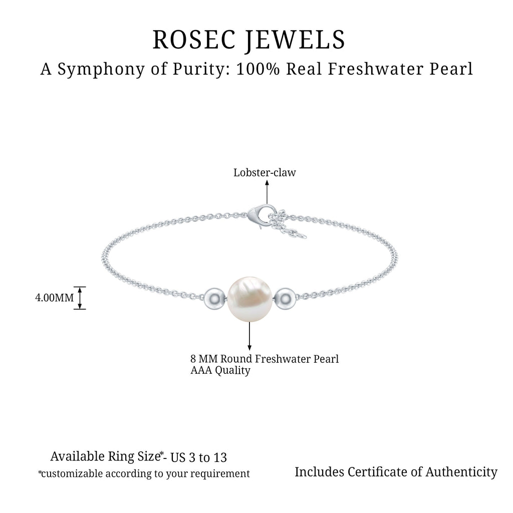 7.50 CT Freshwater Pearl Solitaire Bolo Bracelet