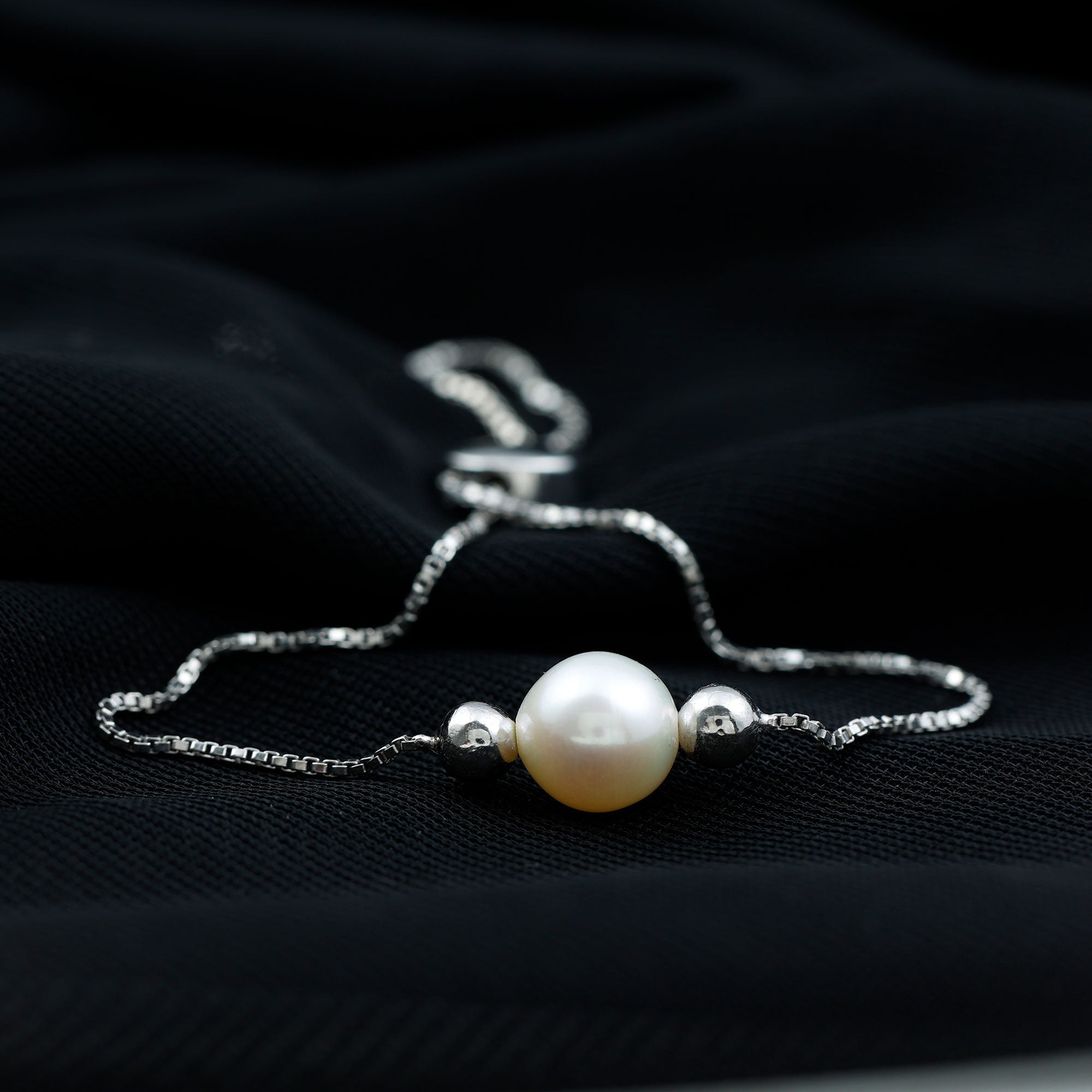 7.50 CT Freshwater Pearl Solitaire Bolo Bracelet