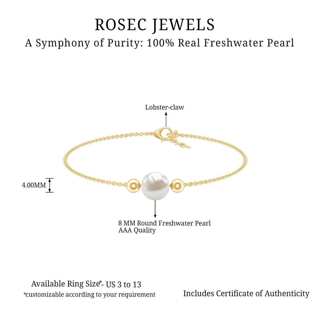 7.50 CT Freshwater Pearl Solitaire Bolo Bracelet