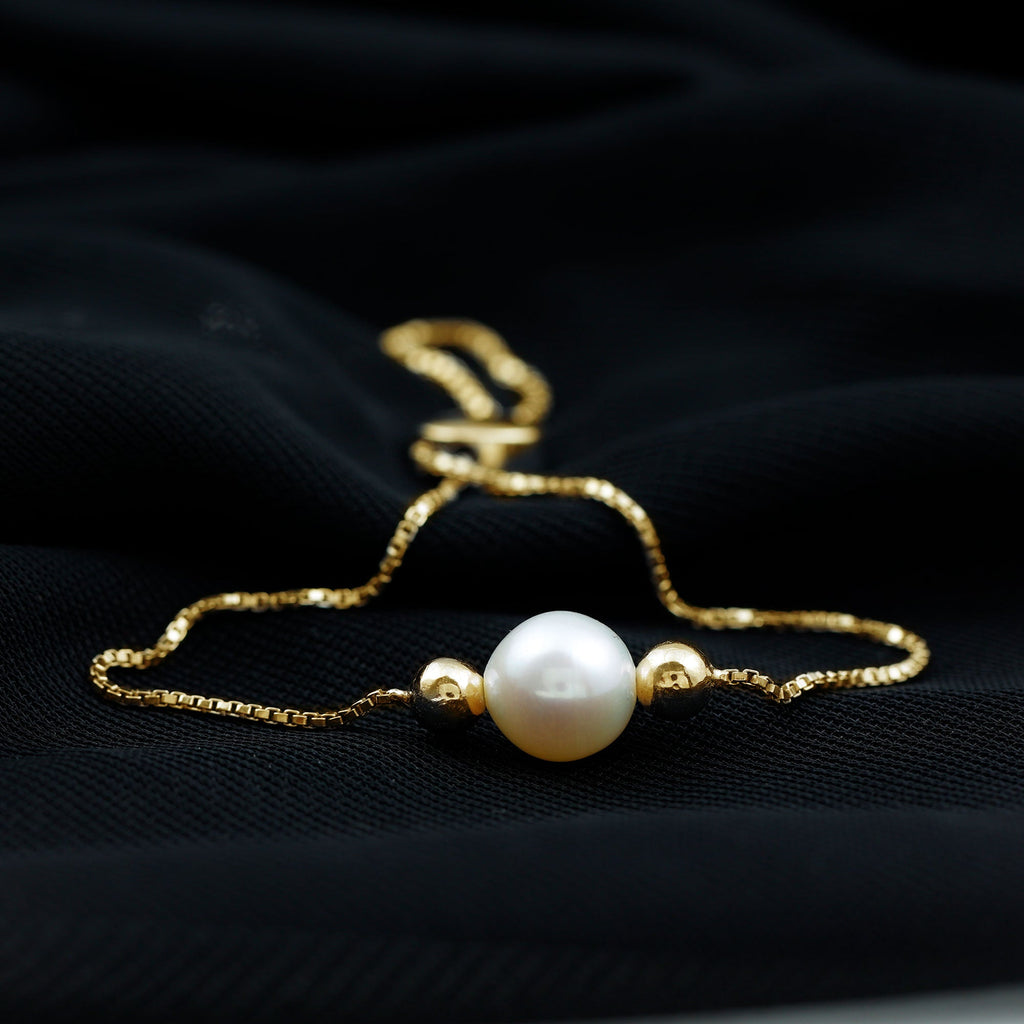 7.50 CT Freshwater Pearl Solitaire Bolo Bracelet