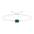 Lab Created Emerald Bolo Chain Bracelet with Diamond Halo
