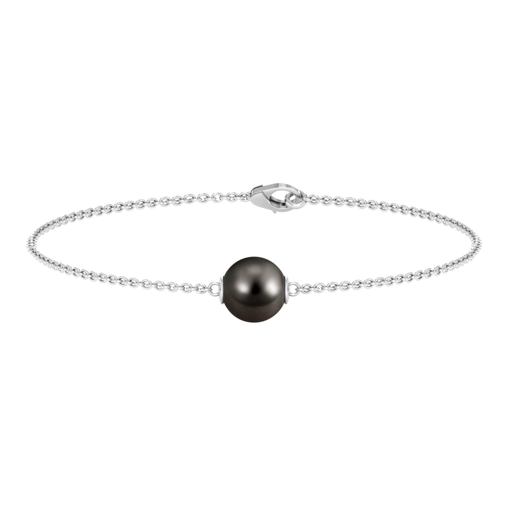 Natural 8MM Tahitian Black Pearl Bracelet with Lobster Clasp