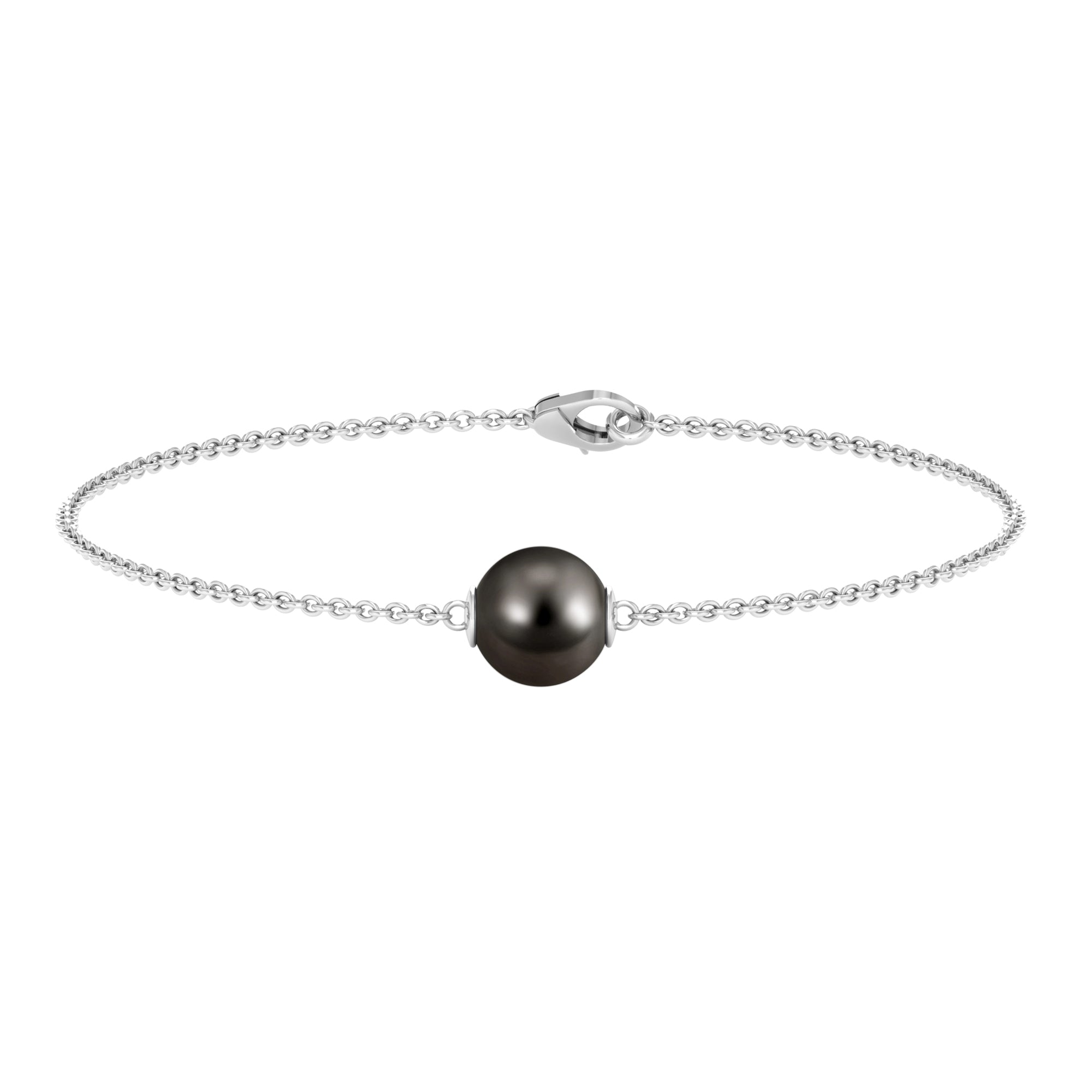 Natural 8MM Tahitian Black Pearl Bracelet with Lobster Clasp
