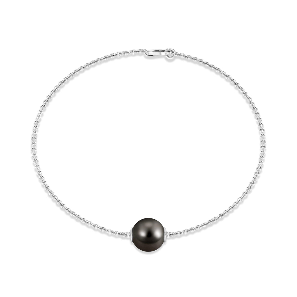 Natural 8MM Tahitian Black Pearl Bracelet with Lobster Clasp