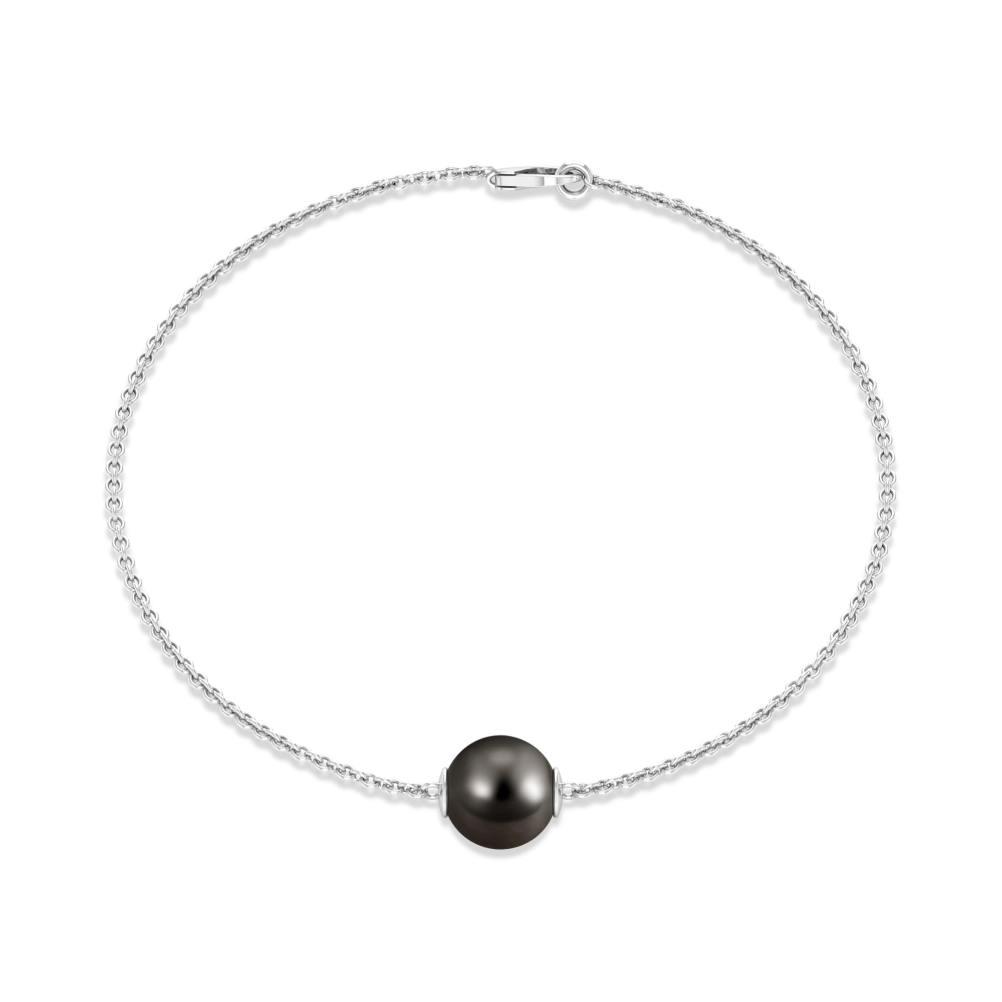 Natural 8MM Tahitian Black Pearl Bracelet with Lobster Clasp