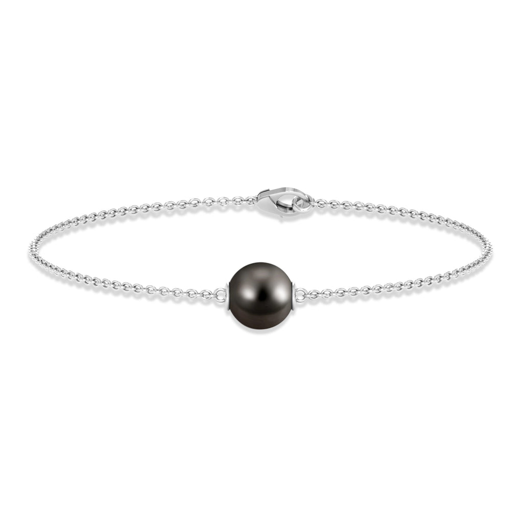 Natural 8MM Tahitian Black Pearl Bracelet with Lobster Clasp