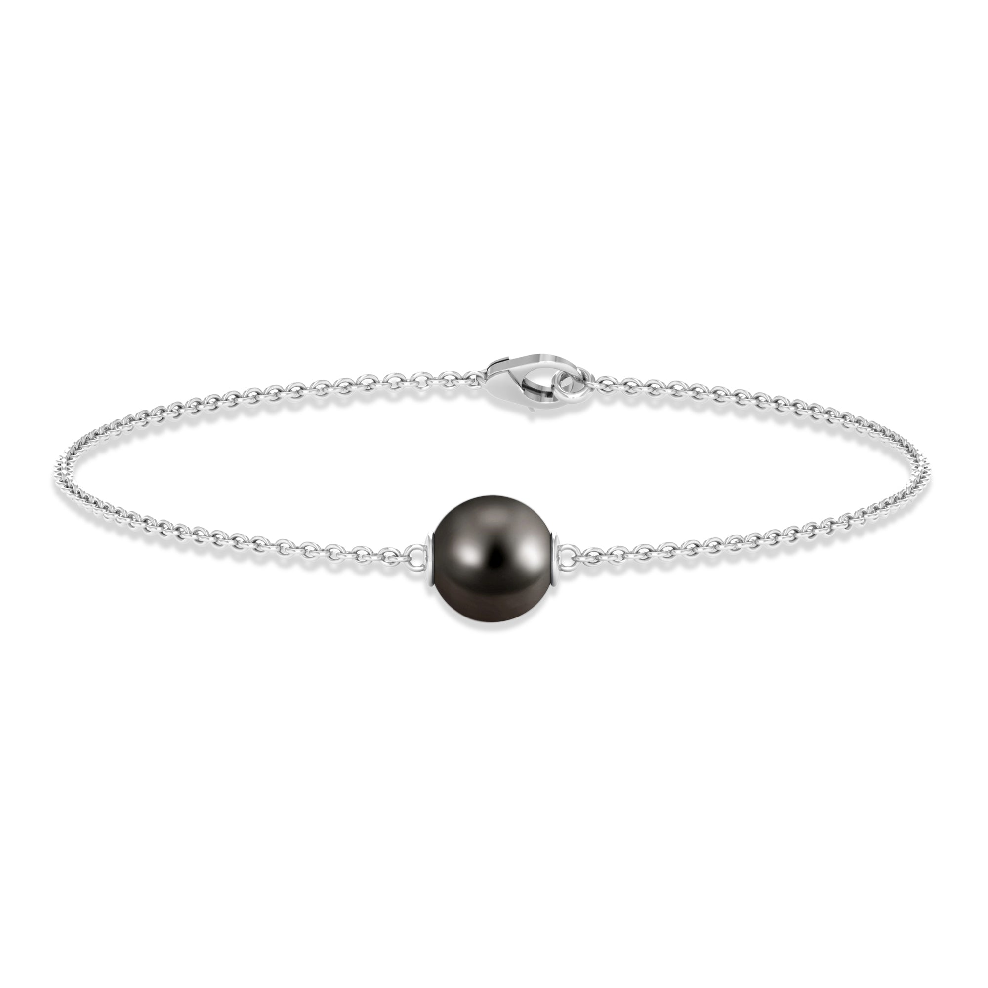 Natural 8MM Tahitian Black Pearl Bracelet with Lobster Clasp