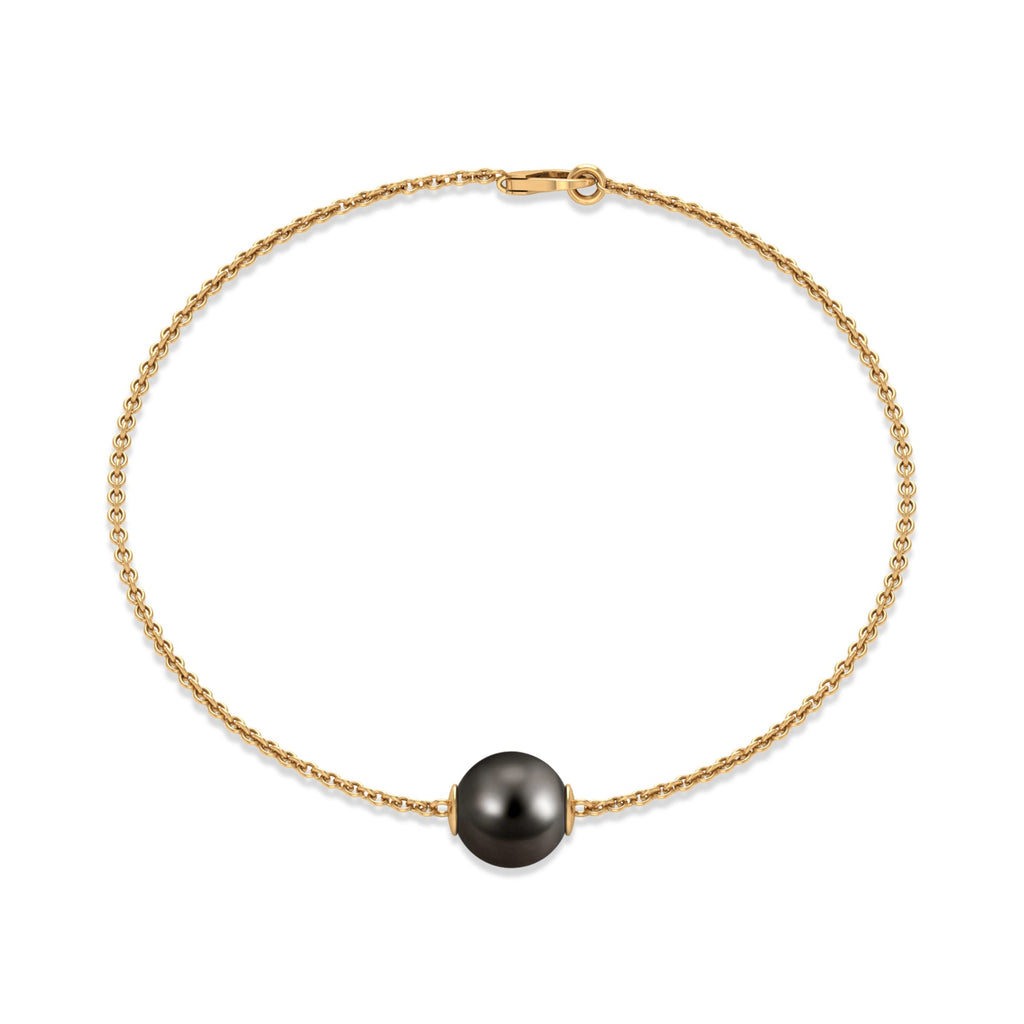 Natural 8MM Tahitian Black Pearl Bracelet with Lobster Clasp