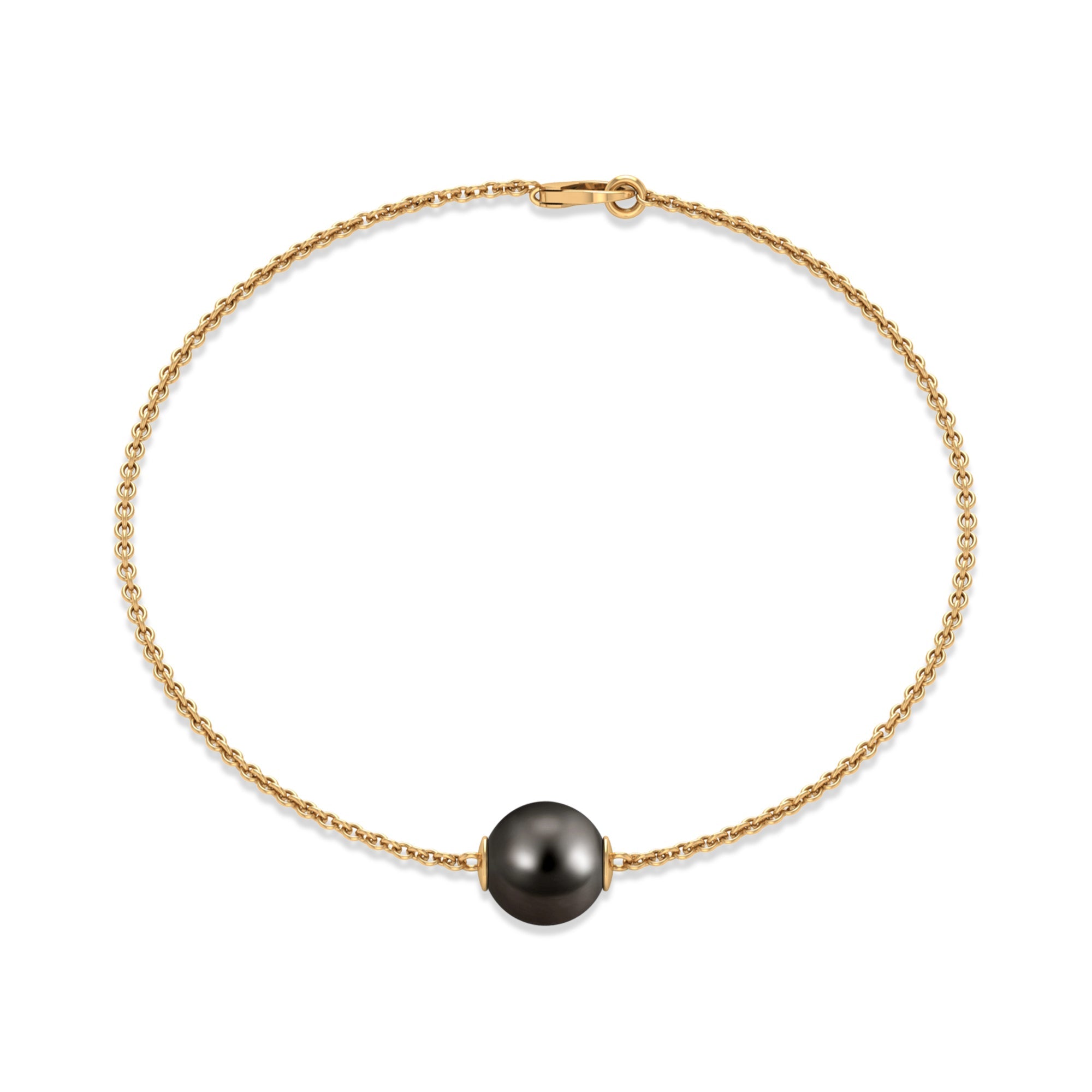 Natural 8MM Tahitian Black Pearl Bracelet with Lobster Clasp