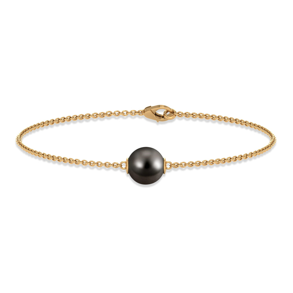 Natural 8MM Tahitian Black Pearl Bracelet with Lobster Clasp
