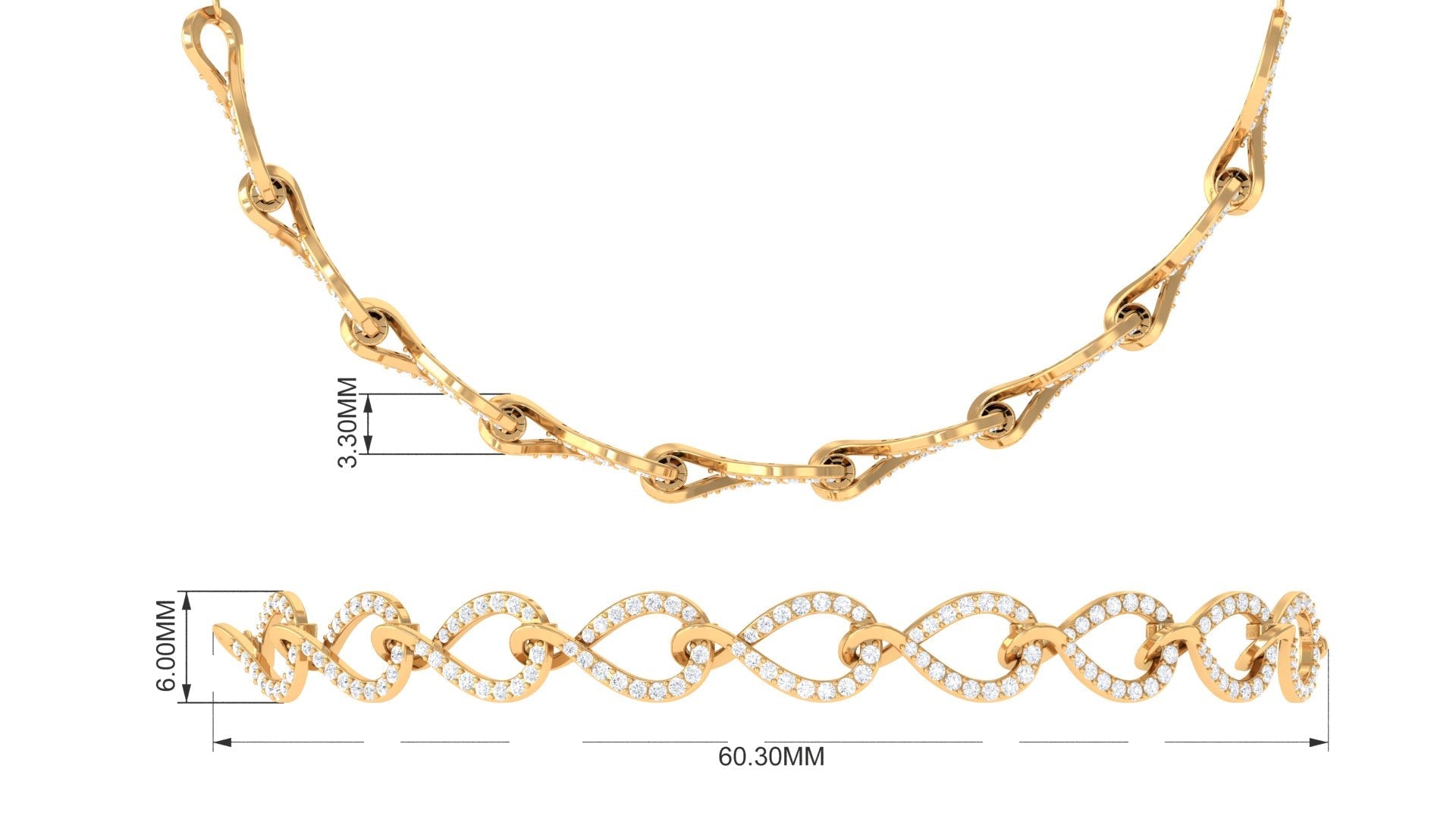 1 CT Zircon Minimal Infinity Bolo Bracelet
