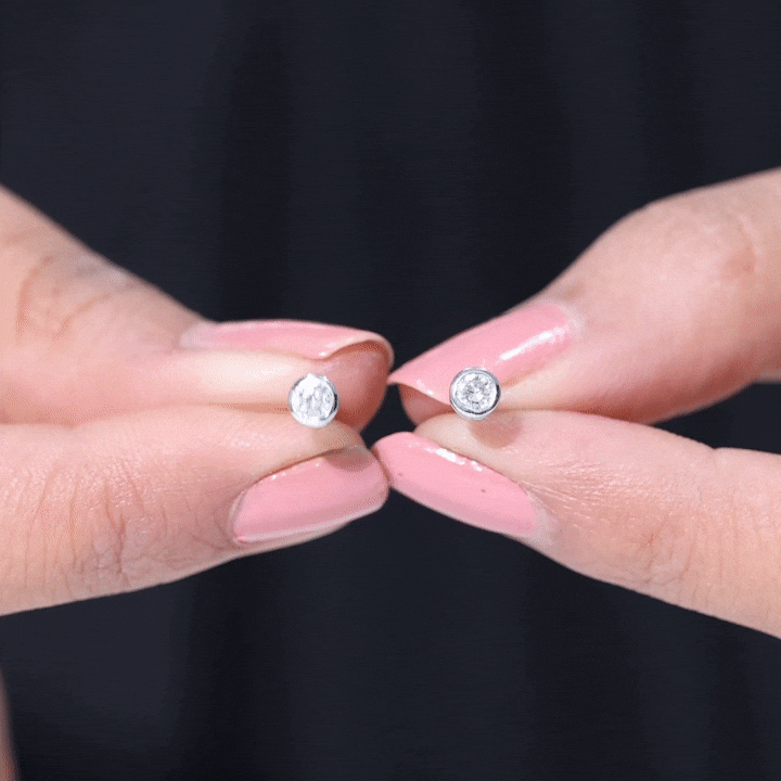 Dainty Moissanite Solitaire Stud Earrings in Bezel Setting