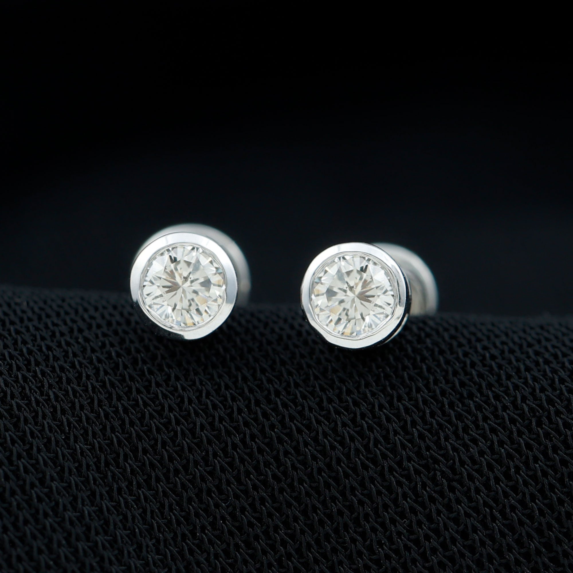Dainty Moissanite Solitaire Stud Earrings in Bezel Setting