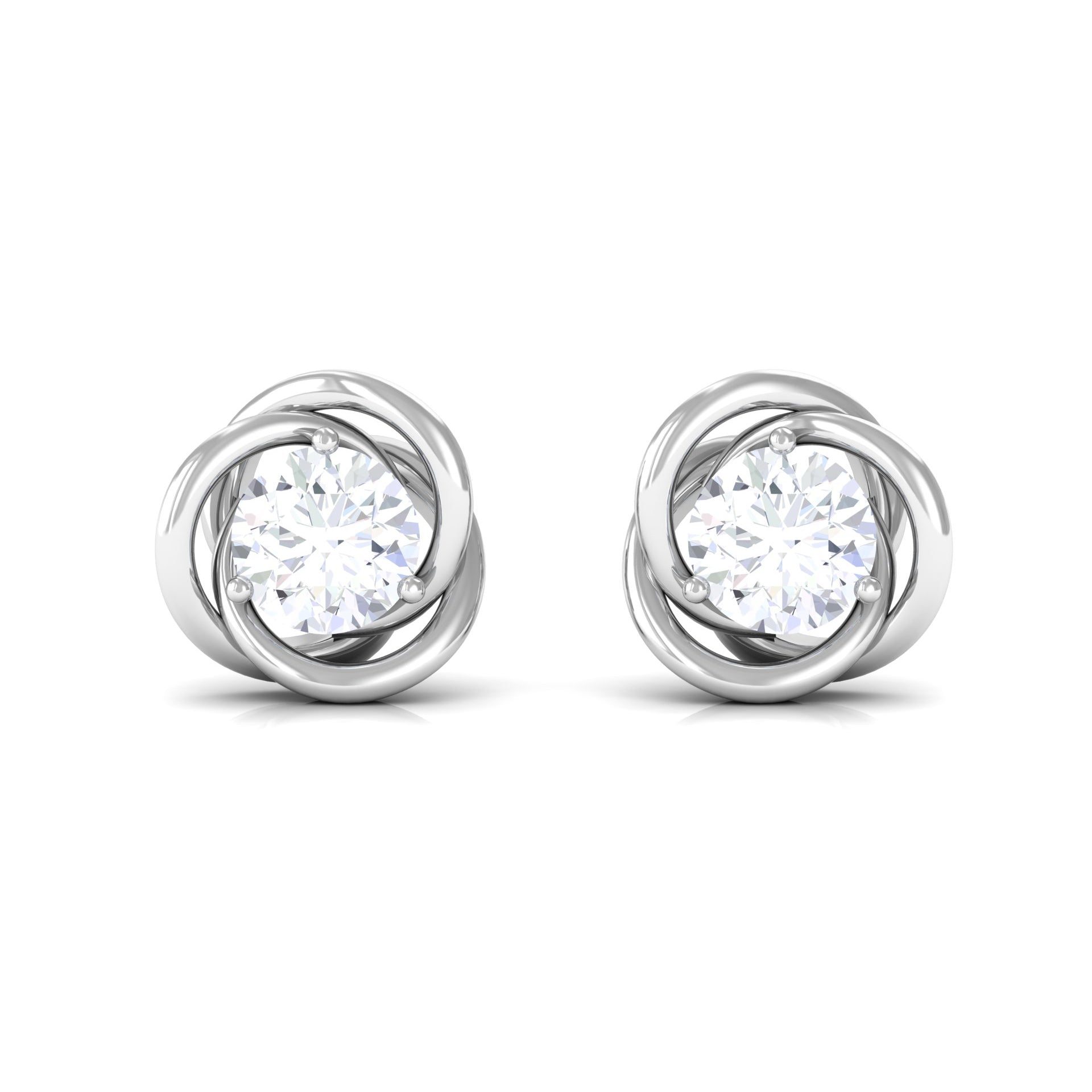 3/4 CT Zircon Solitaire Stud Earrings with Swirl Details