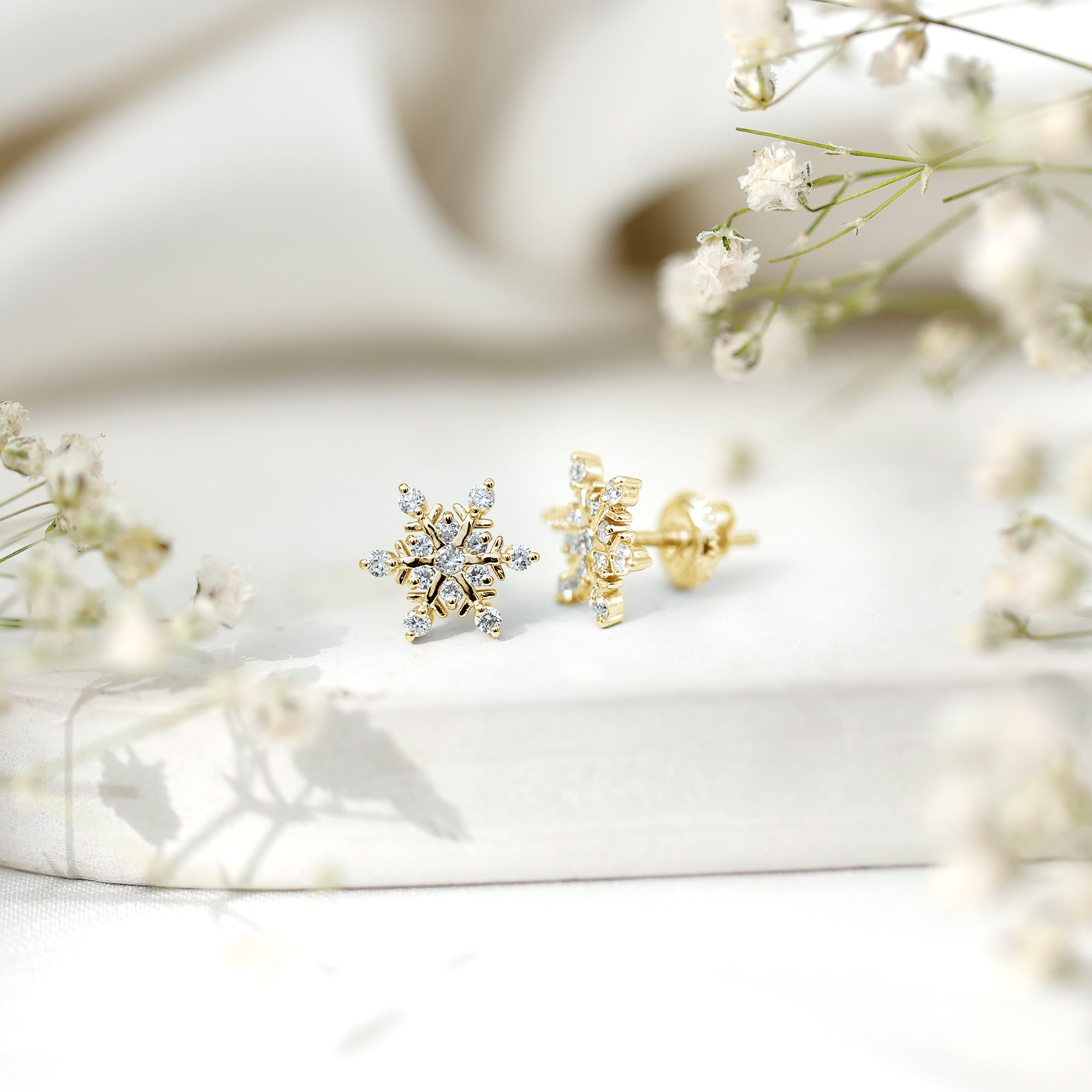 Moissanite Snowflake Stud Earrings for Her