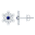 Lab Created Blue Sapphire and Moissanite Snowflake Stud Earrings